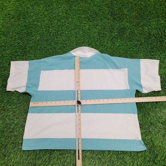Vintage 80s MOD Stripes Polo Shirt Womens 2XL 24x22 Cropped - Picture 3 of 10